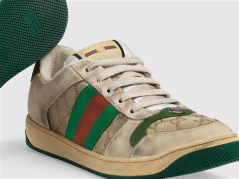 distressed gucci shoes|Gucci sneakers that look dirty.